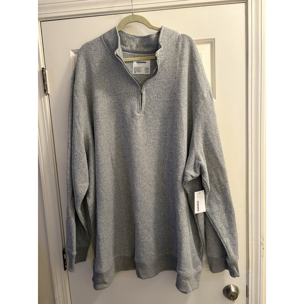 NWT Sonoma Men's Heather Gray Quarter Zip-Up Sweater 6XB